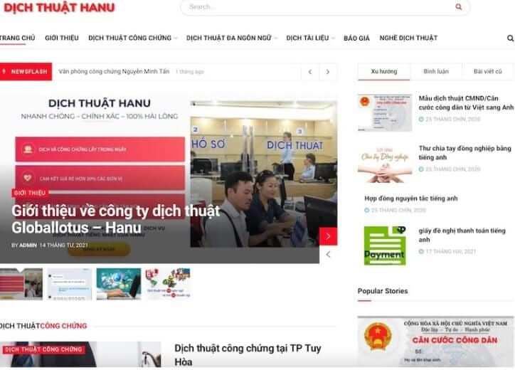 Dịch thuật tiếng Anh HANU